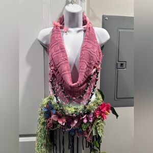 Pink Embellished Mini Skirt for Resort Wear